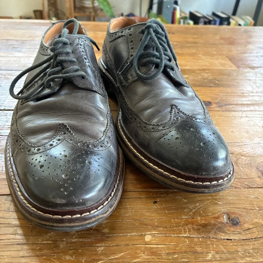 Cole Haan Wingtip Oxford Men 7.5 M Gray Brown Old Money Office Academia Preppy